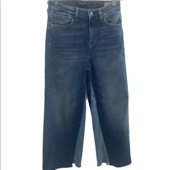 Mavi Elliot High Rise Two Tone Denim Wide Crop Jeans Size 25 - Picture 12 of 14